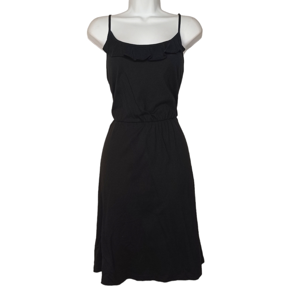 ANN TAYLOR LOFT Black Ruffle Sleeveless Ruffle Mini Summer Dress Small